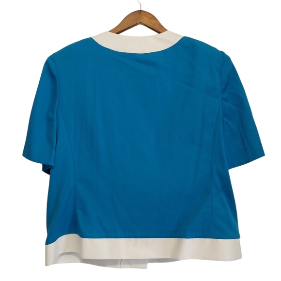 Vtg Leslie Fay Size 16 ILGWU Union Made USA Blue White Retro Button Down Shirt - Picture 10 of 10